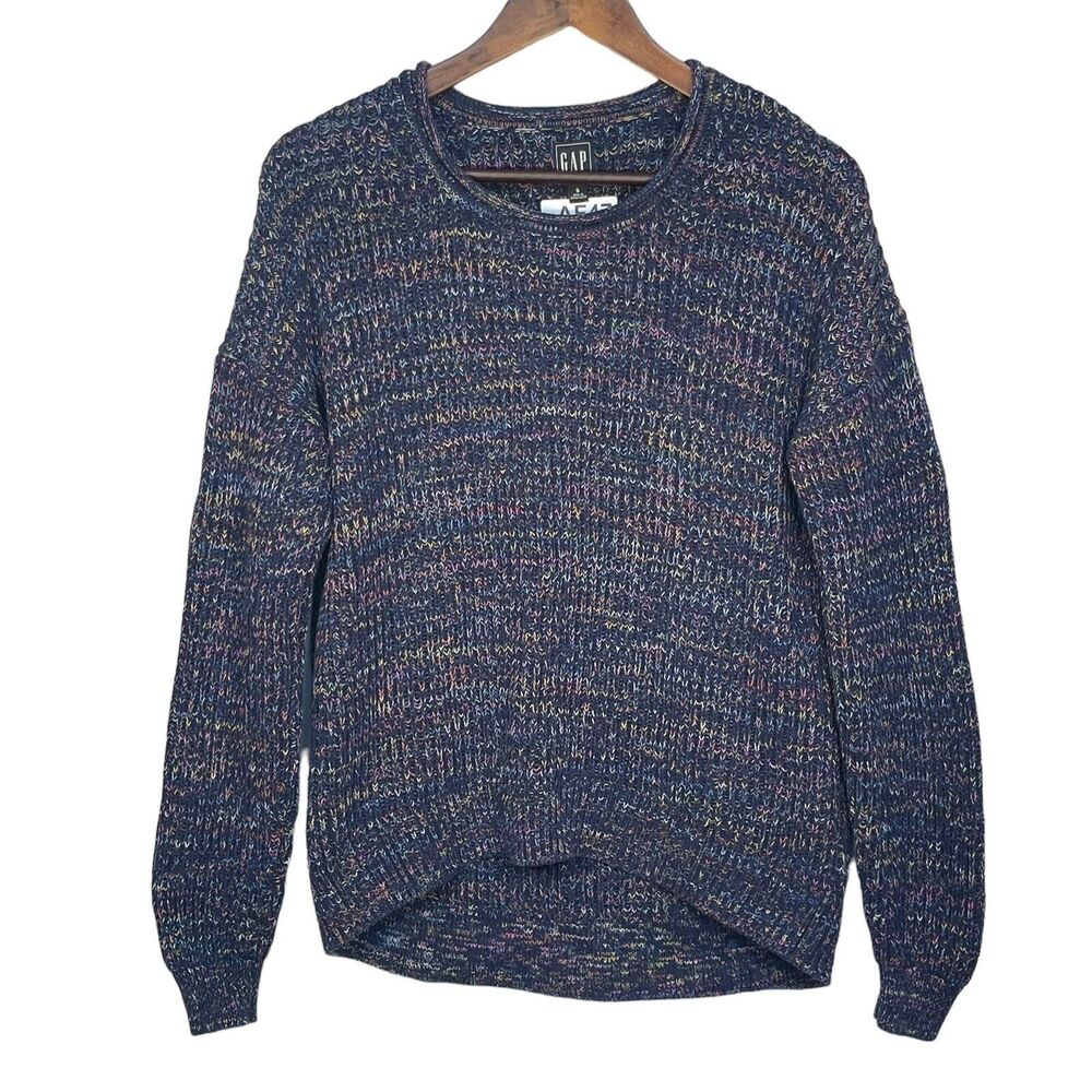 Gap‎ Pullover Sweater Women Size S Blue Relaxed Rollneck Shaker Drop-Shoulder